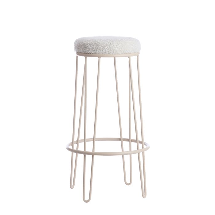 Bar stool Ø41x73 cm ALICE bouclé cream+cream