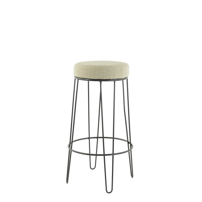 Bar stool Ø41x73 cm ALICE bouclé light caramel-black
