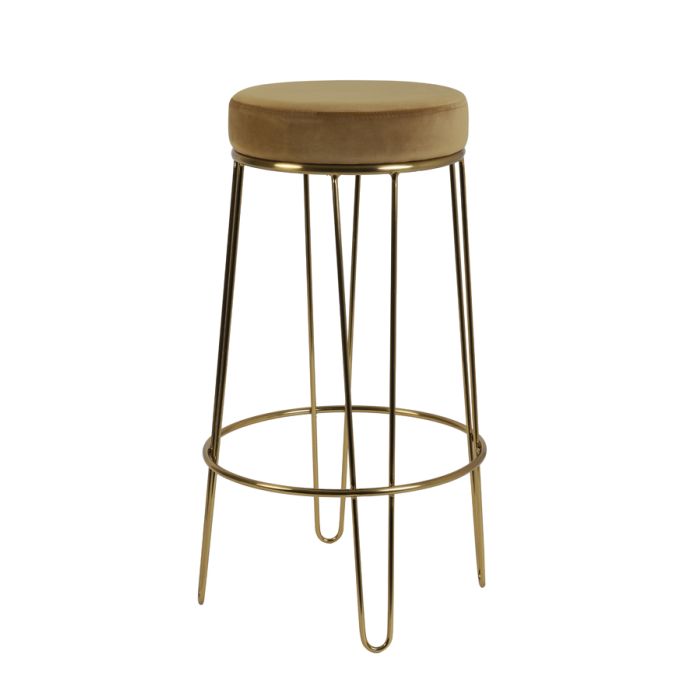 Bar stool Ø41x73 cm ALICE velvet caramel+gold