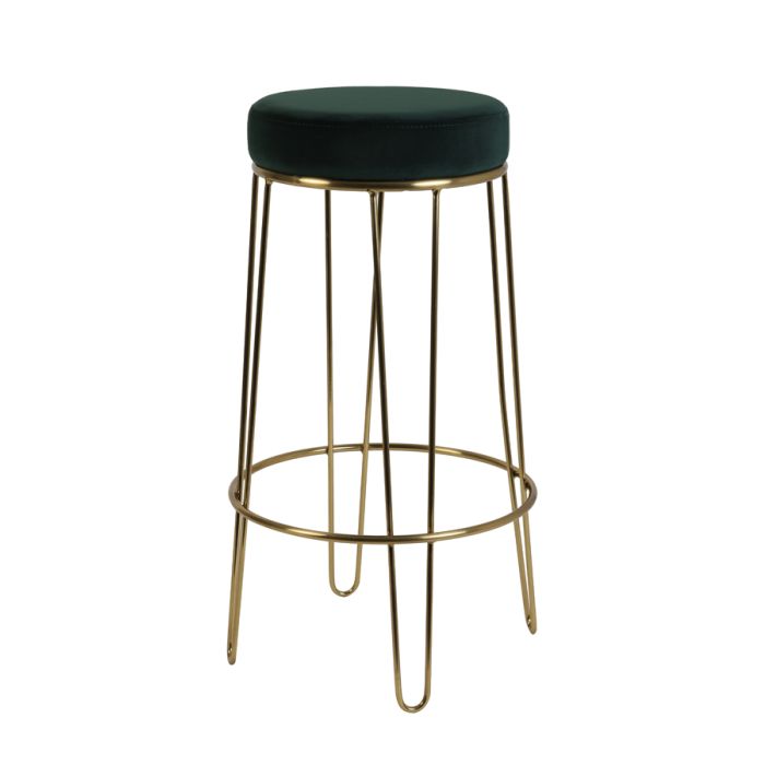 Bar stool Ø41x73 cm ALICE velvet dark green+gold