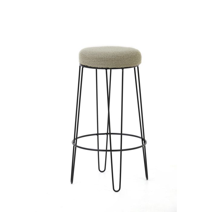 Bar stool Ø41x73 cm ALICE bouclé sand-black
