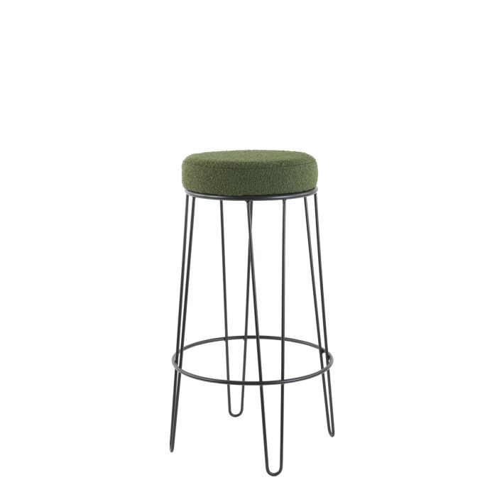 Bar stool Ø41x73 cm ALICE bouclé dark green-black