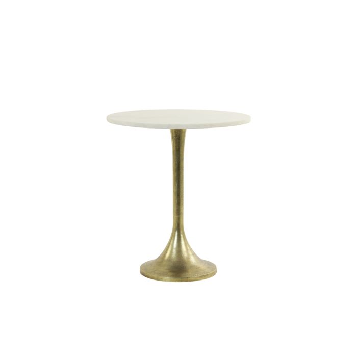 Side table Ø48x53 cm RICKERD white marble+antique bronze