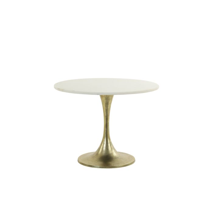Side table Ø61x41 cm RICKERD white marble+antique bronze