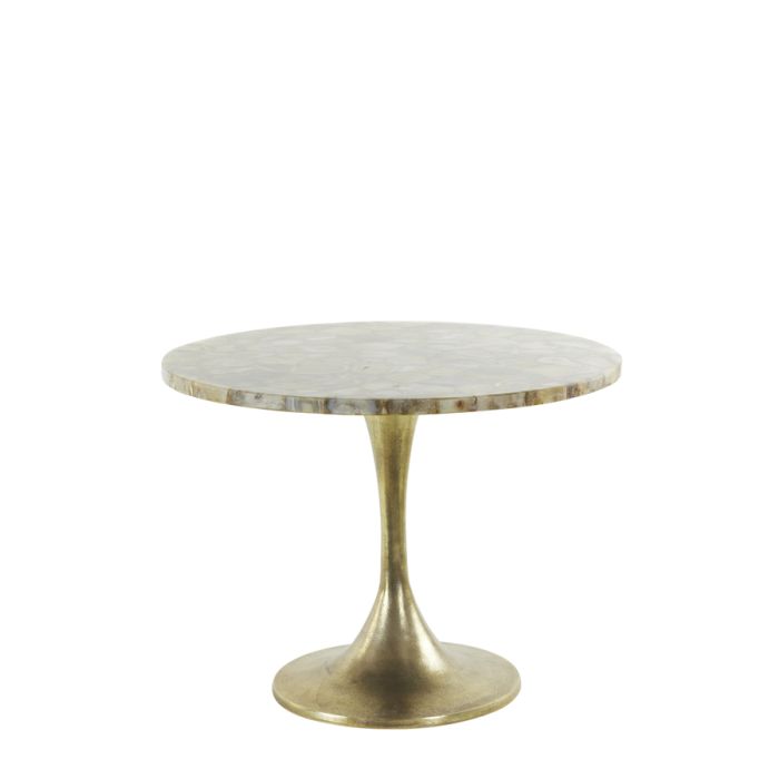 Side table Ø61x41 cm RICKERD yellow agate+antique bronze