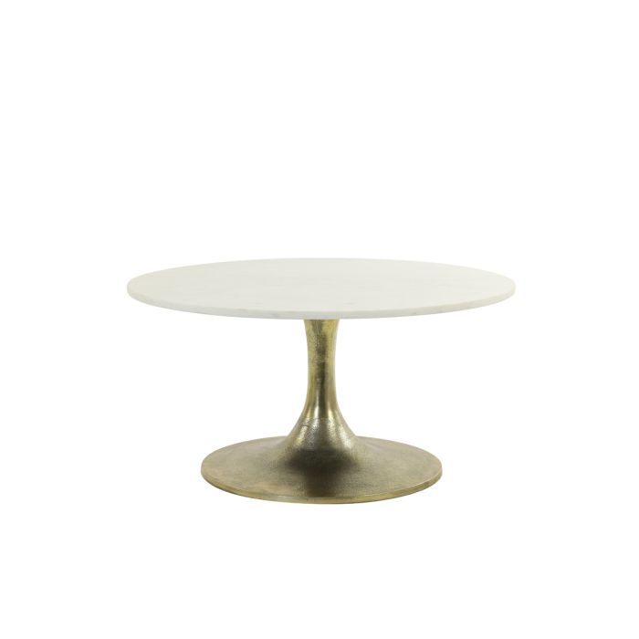 Coffee table Ø76x36 cm RICKERD white marble+antique bronze
