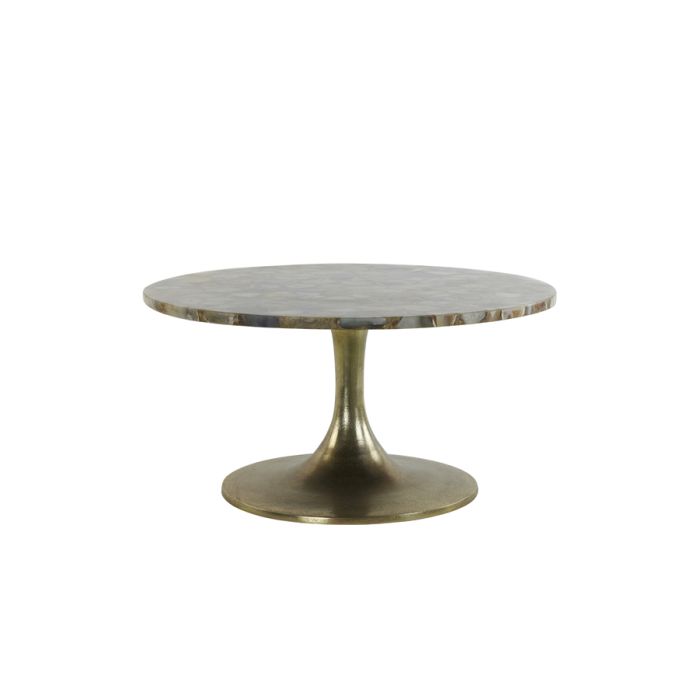 Coffee table Ø76x36 cm RICKERD yellow agate+antique bronze