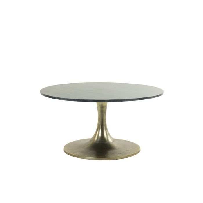 Coffee table Ø76x36 cm RICKERD green marble+antique bronze