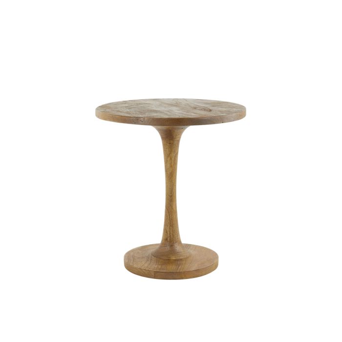 Side table Ø50x55 cm BICABA wood matt dark brown