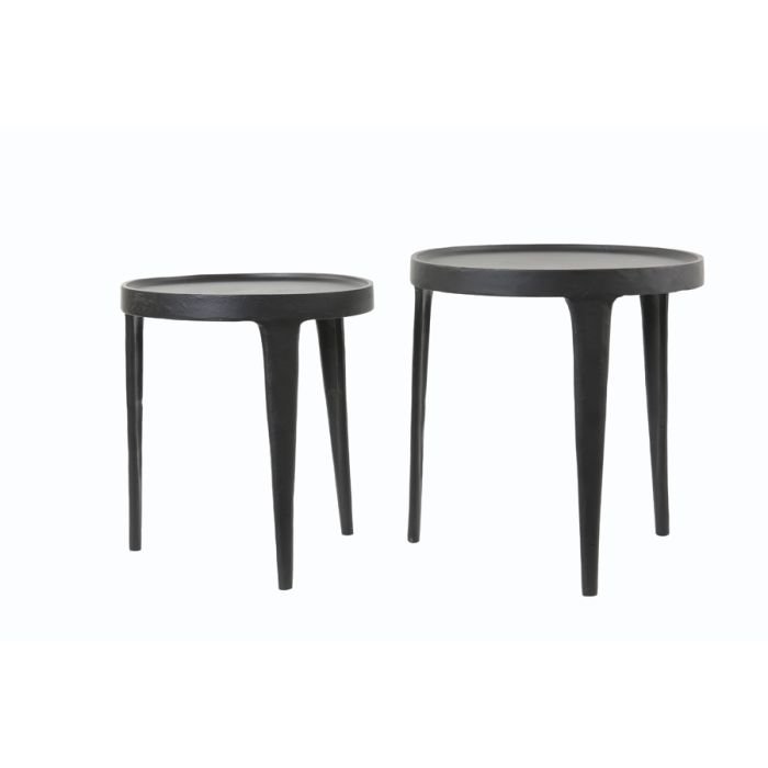 Side table S/2 Ø37x41+Ø43x45,5 cm TOBIAS black