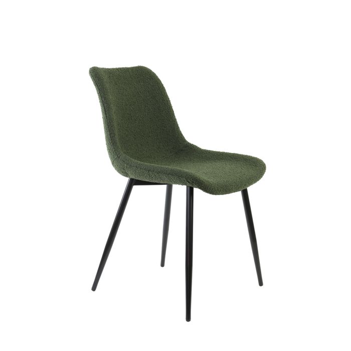 Dining chair 58,5x47,5x82,5 cm KATE bouclé dark green-black