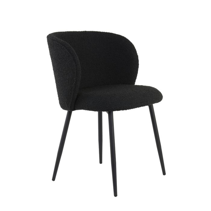 Dining chair 56x55x79 cm ELYNA bouclé black-matt black