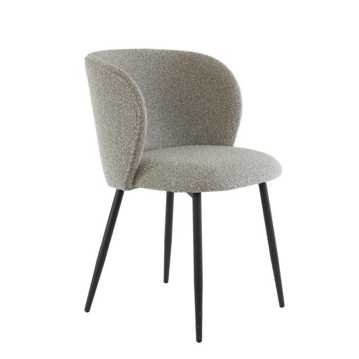 Dining chair 56x55x79 cm ELYNA bouclé grey brown-matt black