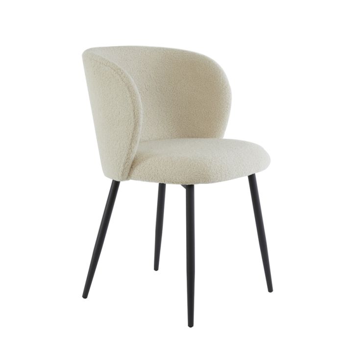 Dining chair 56x55x79 cm ELYNA teddy light beige-matt black