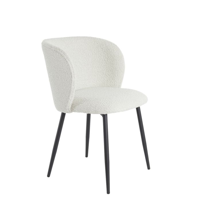 Dining chair 56x55x79 cm ELYNA bouclé cream-matt black