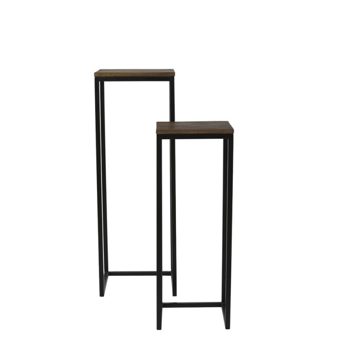 Pillar S/2 30x30x83+36x36x103 cm BRYSON wood brown-black