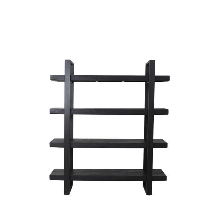 Cabinet 4L 160x40x184 cm MUDEN mango wood matt black+black