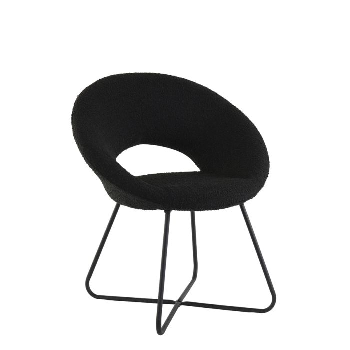 Chair 72x64x82 cm ANTONY bouclé black-black