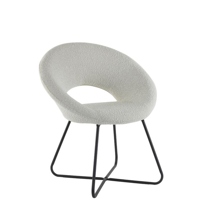 Chair 72x64x82 cm ANTONY bouclé cream-black