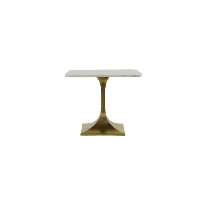 Side table 55x55x45 cm RICKERD white marble+antique bronze
