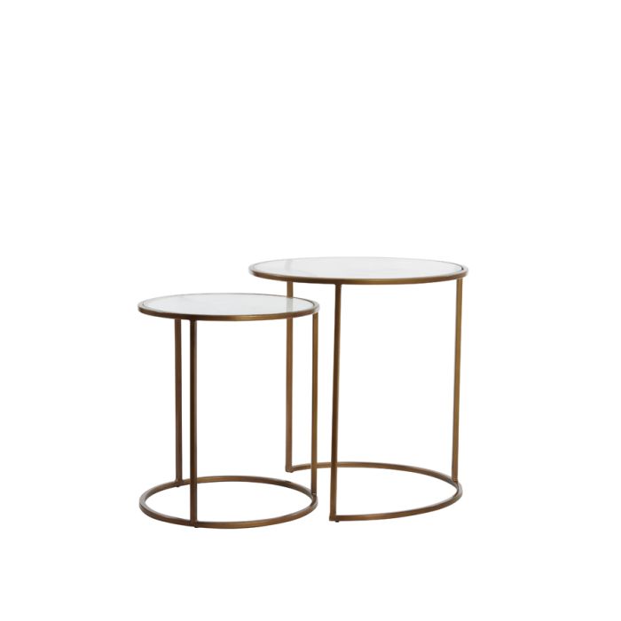 Side table S/2 Ø40x45+Ø50x52 cm FERATI glass clear+gold