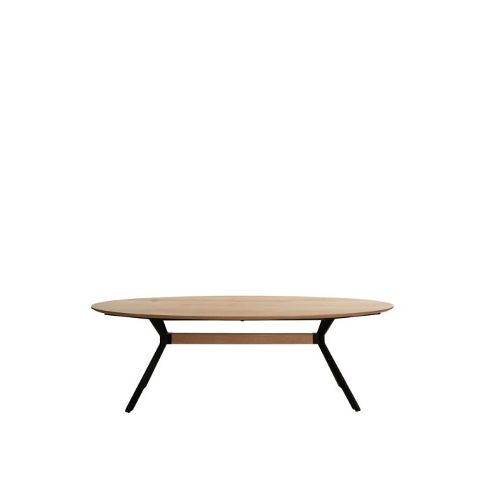 Dining table 240x100x76 cm NORI oak wood natural-black