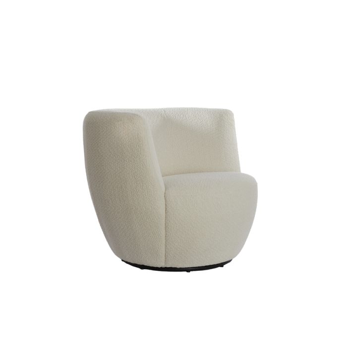 Chair 89x85x74 cm SENJA bouclé white+black swivel base