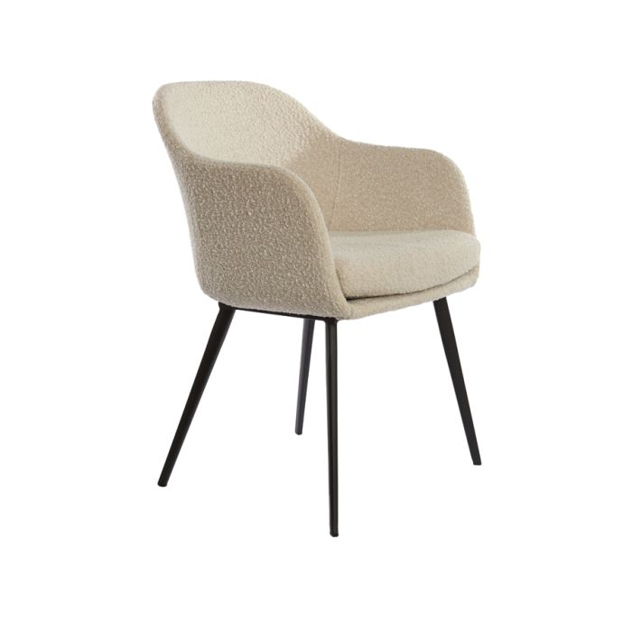 Dining chair 59x58,5x82 cm LEONE bouclé cream-black