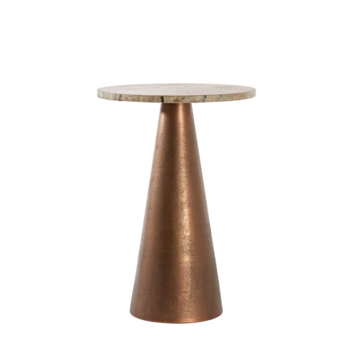Side table Ø36x51 cm YNEZ travertine brown+copper
