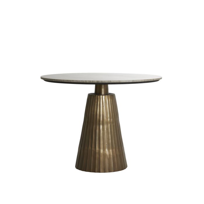 Dining table Ø100x75 cm RIANNE marble taupe-antique bronze