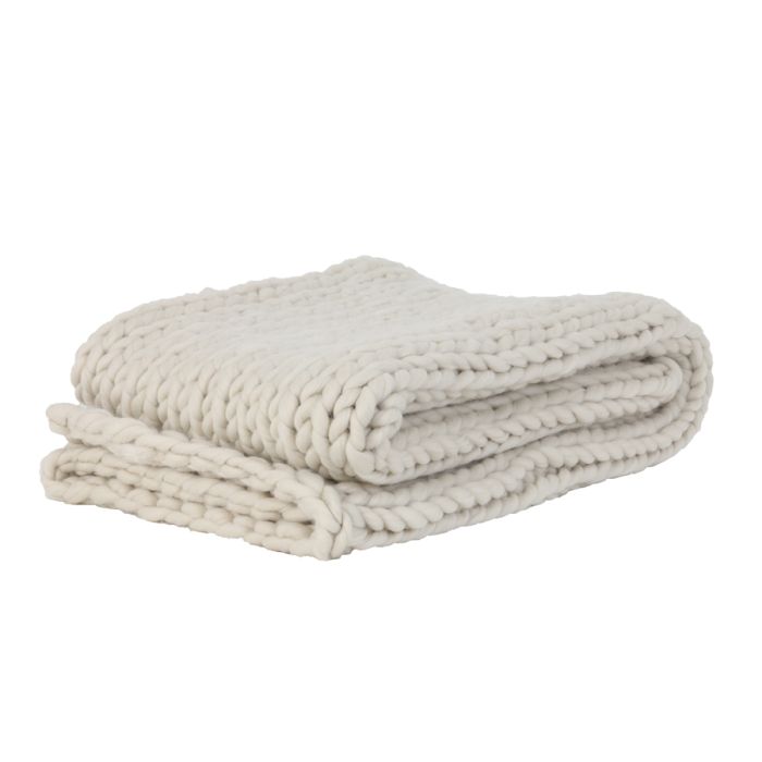 Throw 152x127 cm KNITTED cream