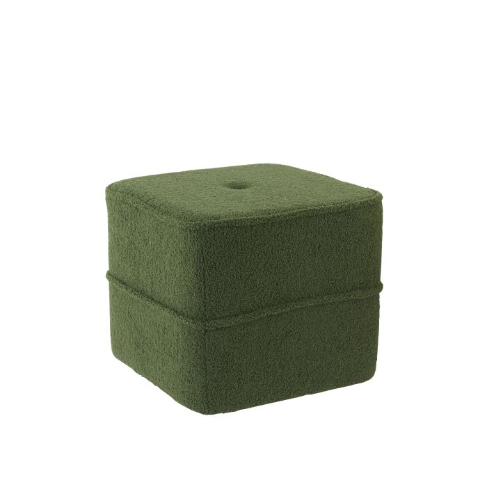 Pouf 40x40x35 cm KIKI teddy dark olive green