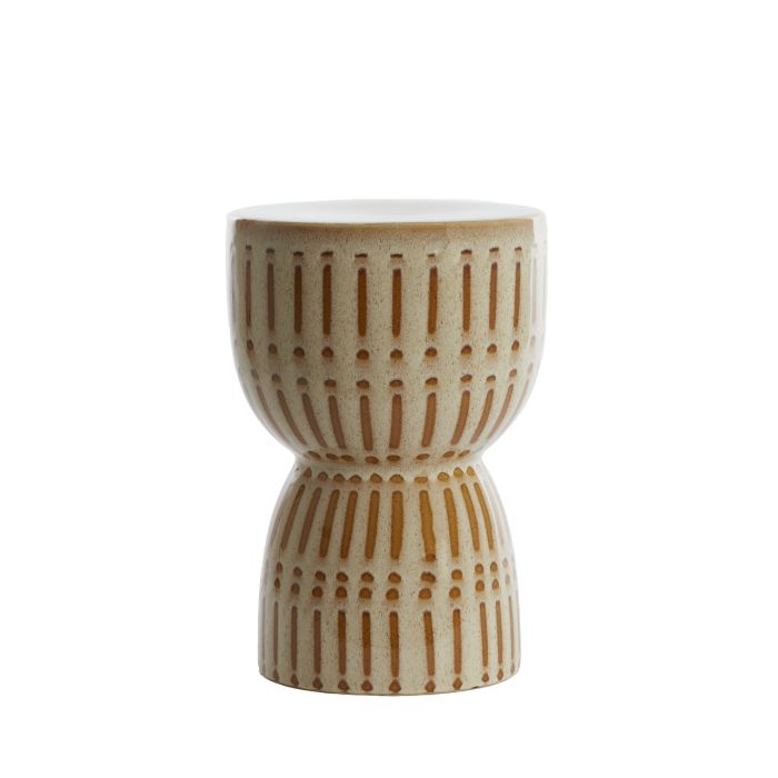 Stool Ø28,5x42 cm FINCA ceramics shiny cream+brown
