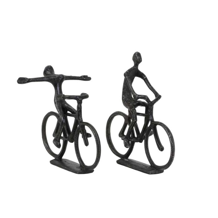 Ornament S/2 24x18x22+24x7x25 cm CYCLISTS antiq. black pearl