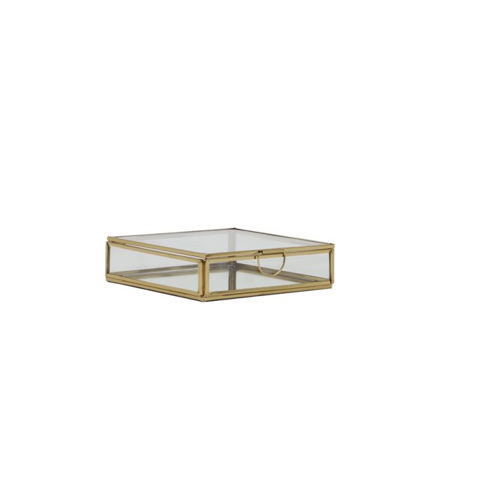 Deco box 15x15x4 cm MIRINA gold-mirror