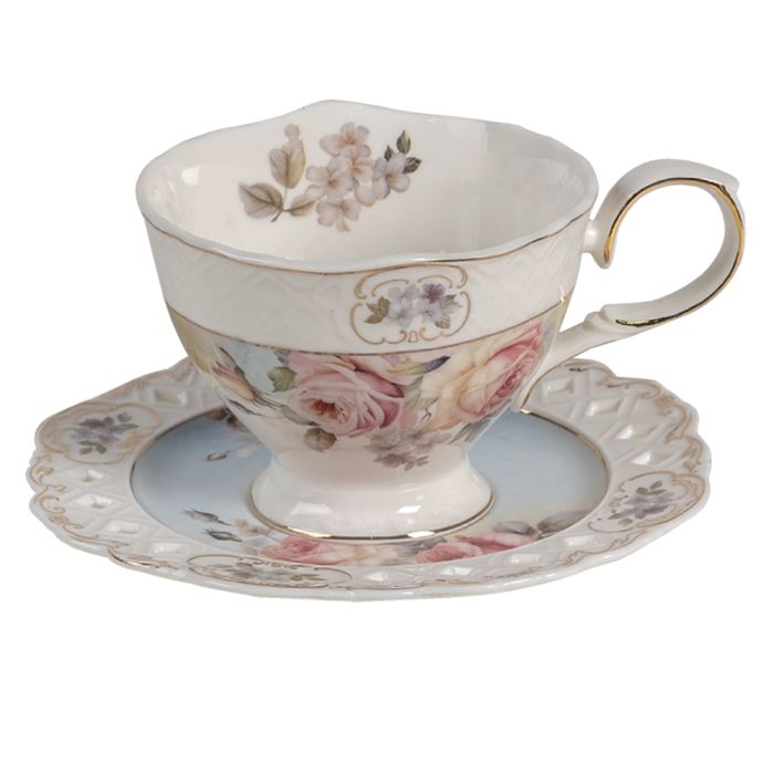 Cup and saucer 13x10x7 cm / Ø 15x1 cm / 200 ml - pcs