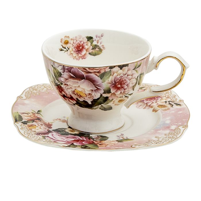 Cup and saucer 12x9x7 cm / Ø 15x1 cm / 200 ml - pcs