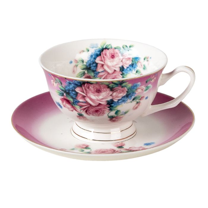 Cup and saucer 12x10x6 cm / Ø 15x2 cm / 200 ml - pcs