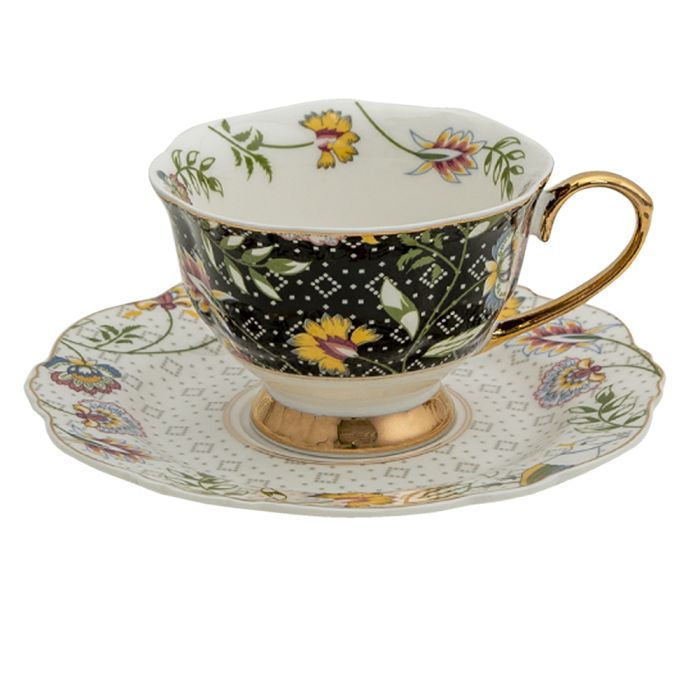 Cup and saucer 12x9x6 cm / Ø 15x2 cm / 200 ml - pcs