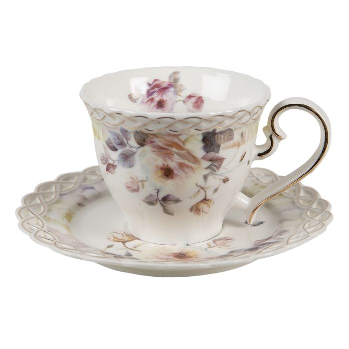 Cup and saucer 12x9x7 cm / Ø 15x1 cm / 200 ml - pcs