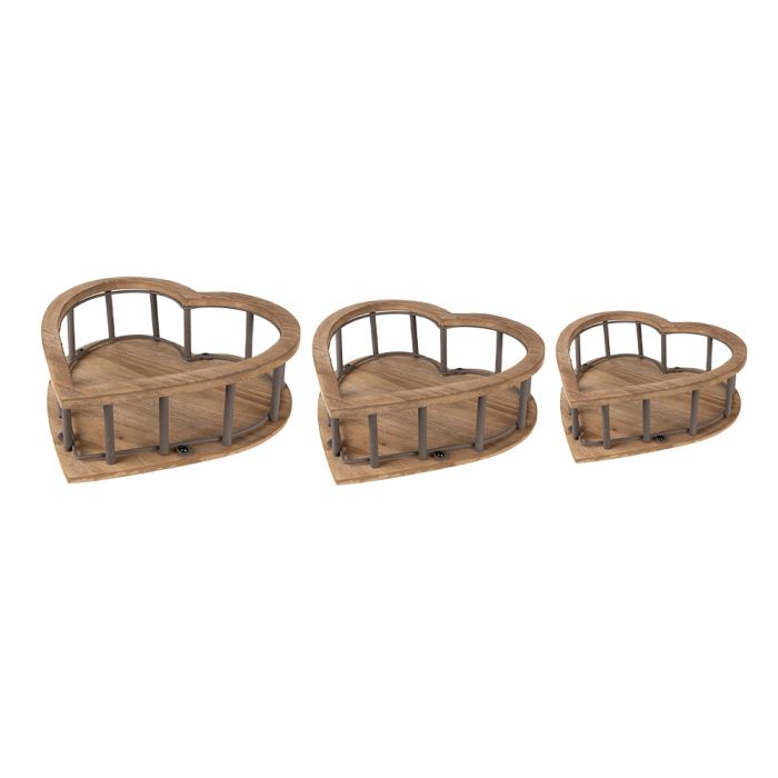 Wooden basket (set 3) 33x33x10 / 26x26x9 / 20x20x8 cm - set (3) 
