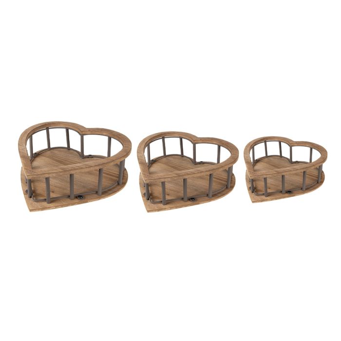 Wooden basket (set 3) 33x33x10 / 26x26x9 / 20x20x8 cm - set (3)