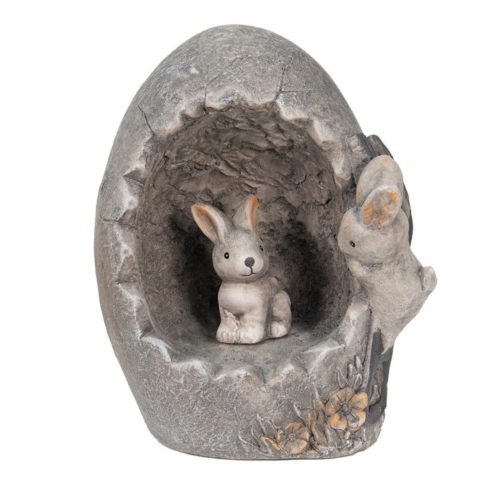 Decoration egg with rabbits 22x18x27 cm - pcs     