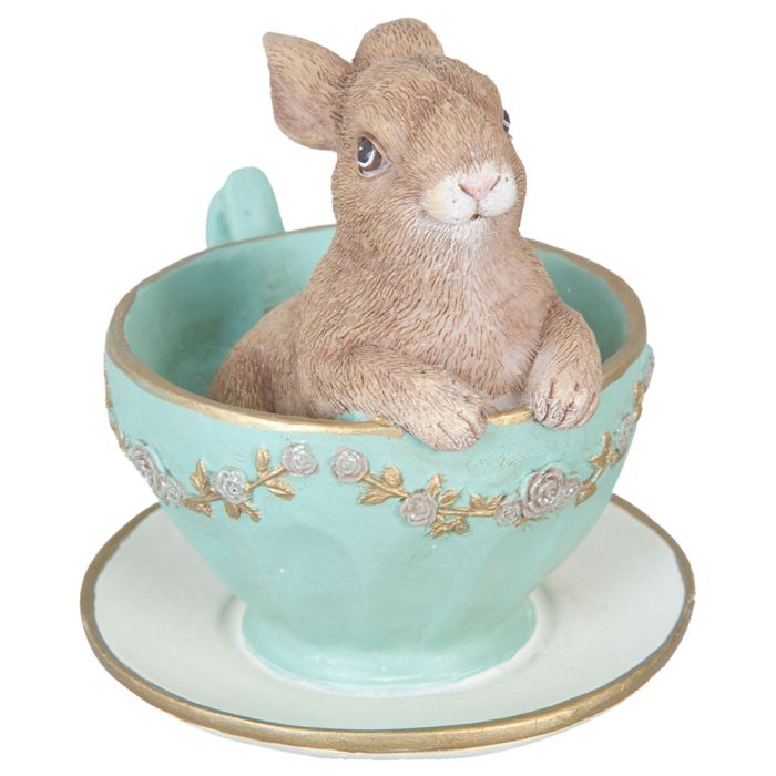 Decoration rabbit in cup 8x7x8 cm - pcs