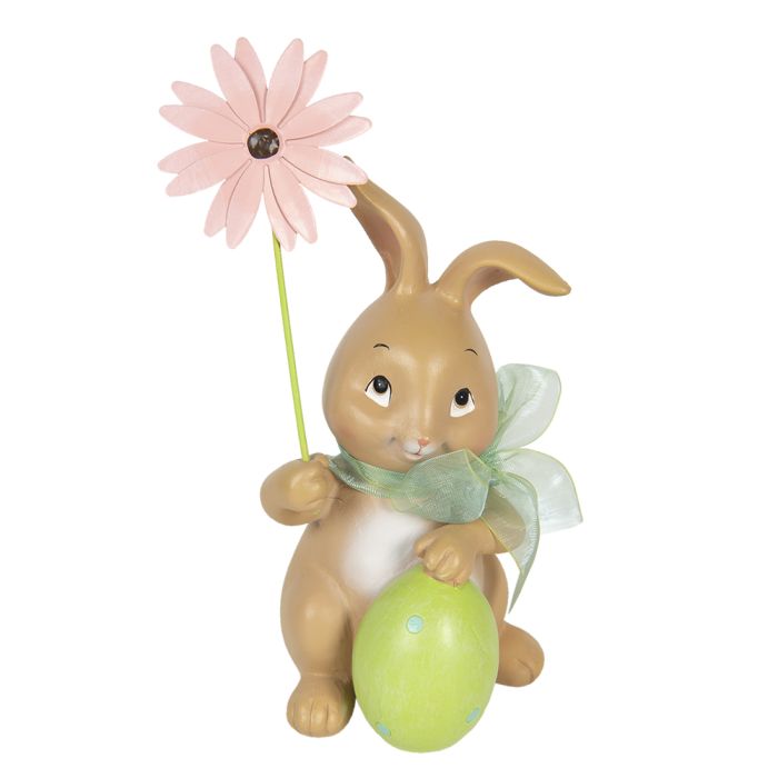 Decoration rabbit with flower 9x9x17 cm - pcs     