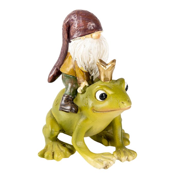 Decoration gnome on frog 7x7x9 cm - pcs