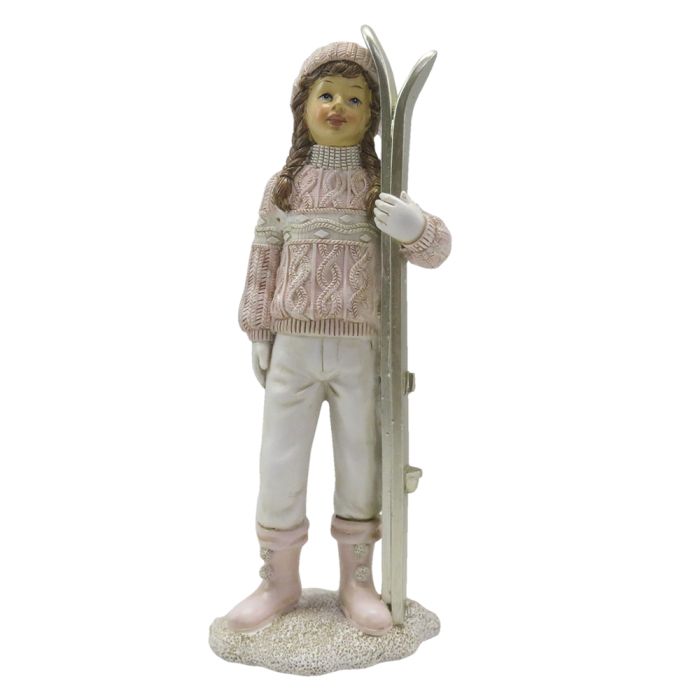 Decoration child with skis 9x7x21 cm - pcs