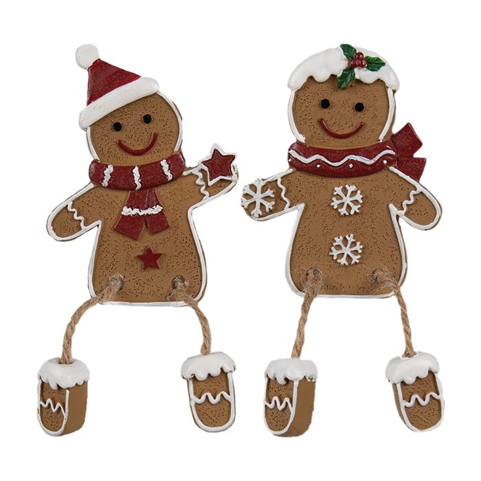 Decoration gingerbread men (2) 7x2x9 cm - set (2)