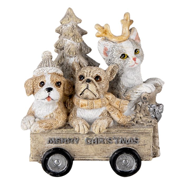 Decoration animals in cart 9x7x11 cm - pcs