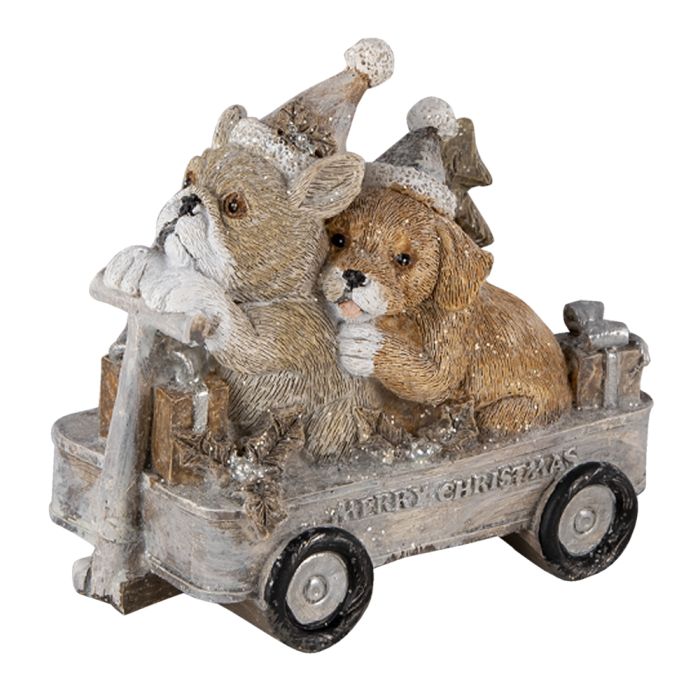 Decoration dogs in cart 10x6x9 cm - pcs